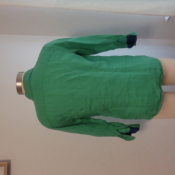 Lauren Ralph Lauren Linen Button Down Shirt 3/4 Sleeve sz S - Picture 2 of 8